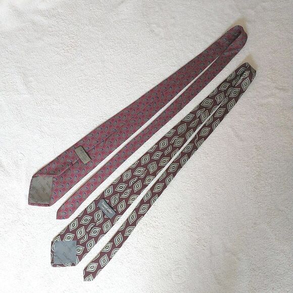 Robert Talbott Carmel Valley Neckties Silk Red Geometric Paisley 57-58" Lot Of 2 - Picture 5 of 8